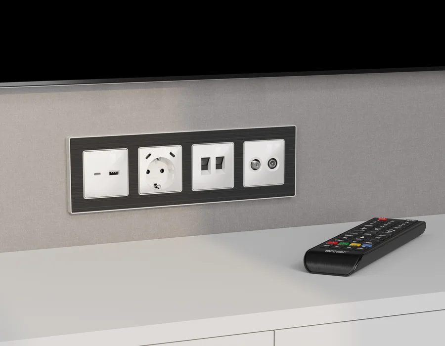 Комплект механизма электрической розетки 2USB С+C 20W (быстрая зарядка) с/з на винтовых зажимах 16A-250V ALFA MA110510 Белый глянец  QUANT 4