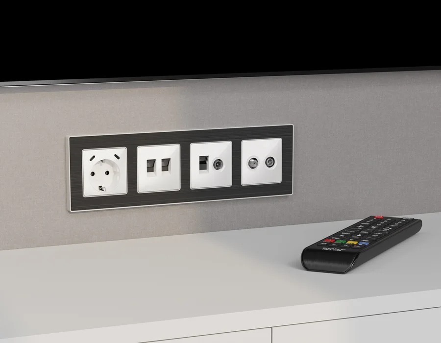 Комплект механизма розетки компьютерной + TV оконечной ALFA MA112510 Белый глянец RJ-45 (8P8C) CAT6/50-870 MHz 1dB QUANT (AP1125, VM195) 2