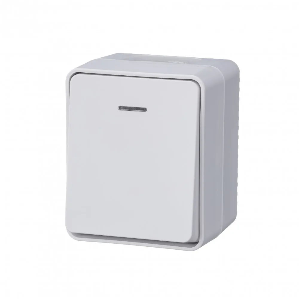AtlasDesign PROFI IP54 О/У 1-клавишный ВЫКЛЮЧАТЕЛЬ с подсветкой, сх.1а, 10АХ, БЕЛЫЙ