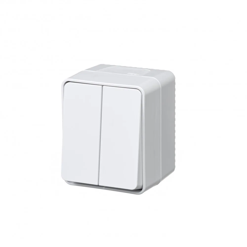 AtlasDesign PROFI IP54 О/У 2-клавишный ВЫКЛЮЧАТЕЛЬ, сх.5, 10АХ, БЕЛЫЙ