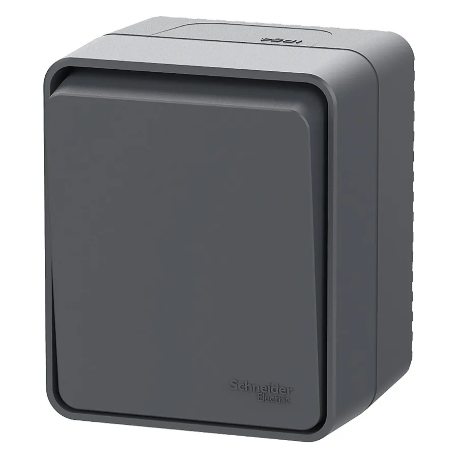 ATLASDESIGN PROFI IP54 О/У 1-клавишный ВЫКЛЮЧАТЕЛЬ КНОПОЧНЫЙ, сх.1, 10А, АНТРАЦИТ 2