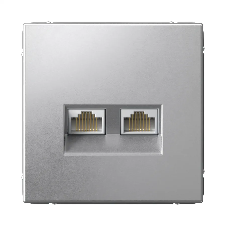 ArtGallery РОЗЕТКА двойная компьютерная RJ45+RJ45, кат.6А, механизм, АЛЮМИНИЙ