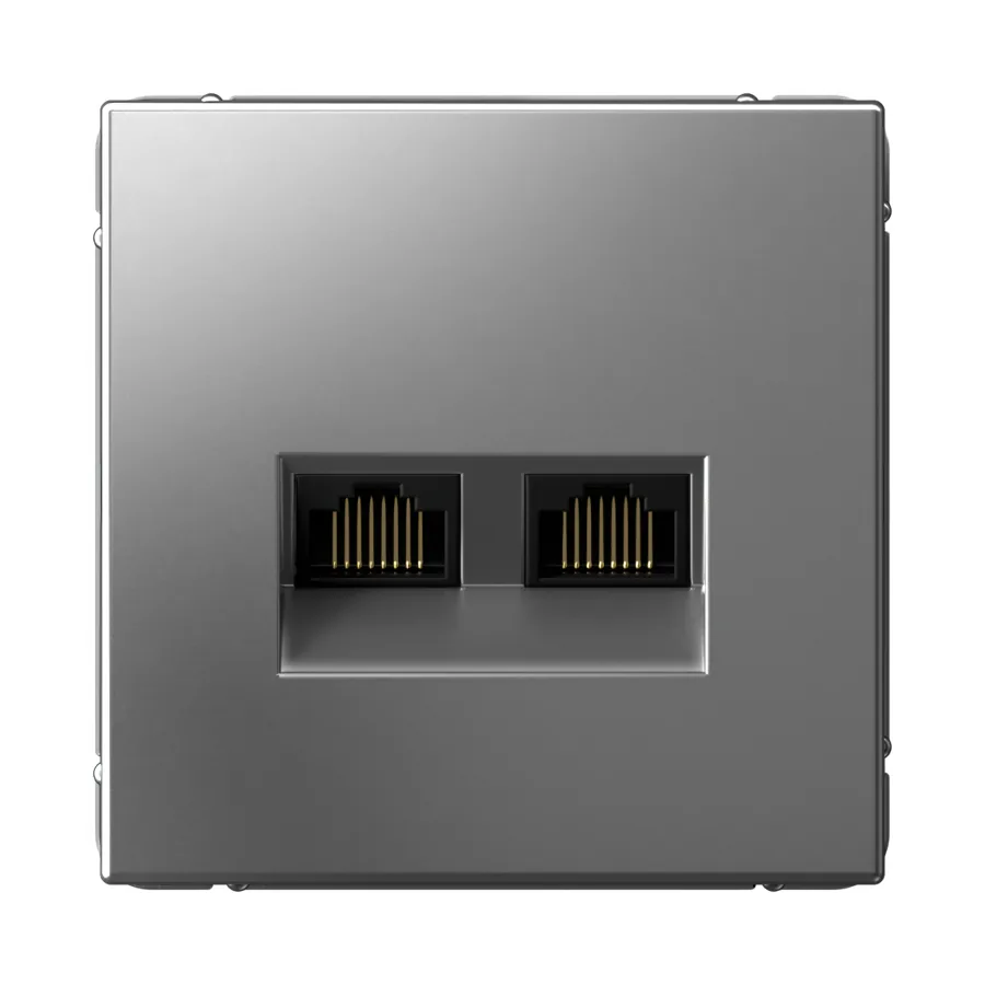 ArtGallery РОЗЕТКА двойная компьютерная RJ45+RJ45, кат.6А, механизм, СТАЛЬ