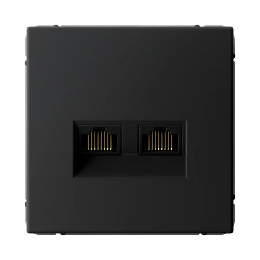 ArtGallery РОЗЕТКА двойная компьютерная RJ45+RJ45, кат. 5е, механизм, КАРБОН