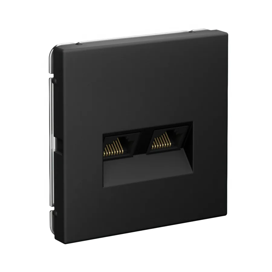 ArtGallery РОЗЕТКА двойная компьютерная RJ45+RJ45, кат.6А, механизм, КАРБОН 2