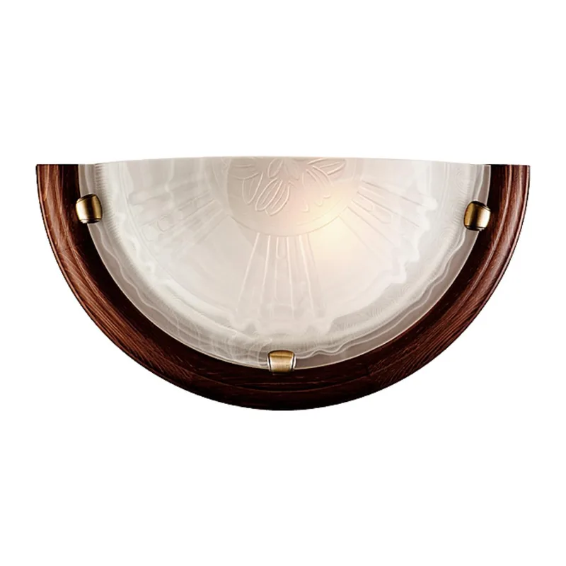 036 GL-WOOD SN 111 Бра стекло/белое/темный орех E27 1*100Вт 360х180 LUFE WOOD