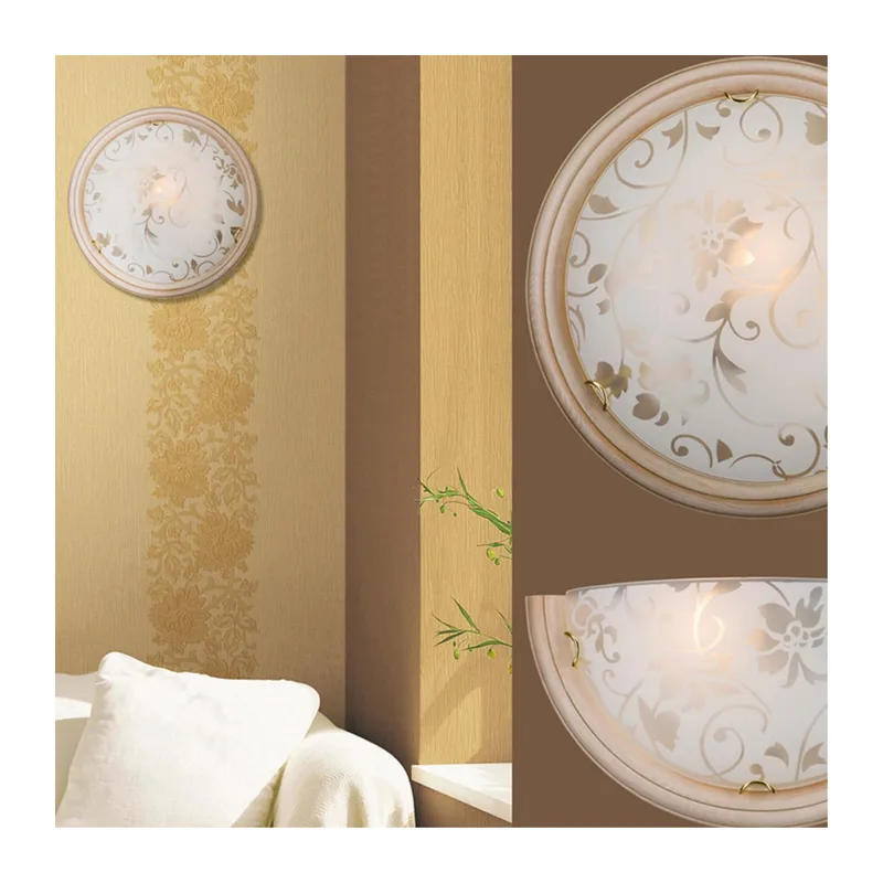 056 GL-WOOD SN 112 Бра стекло/белое/кремовый E27 1*100Вт 360х180 PROVENCE CREMA