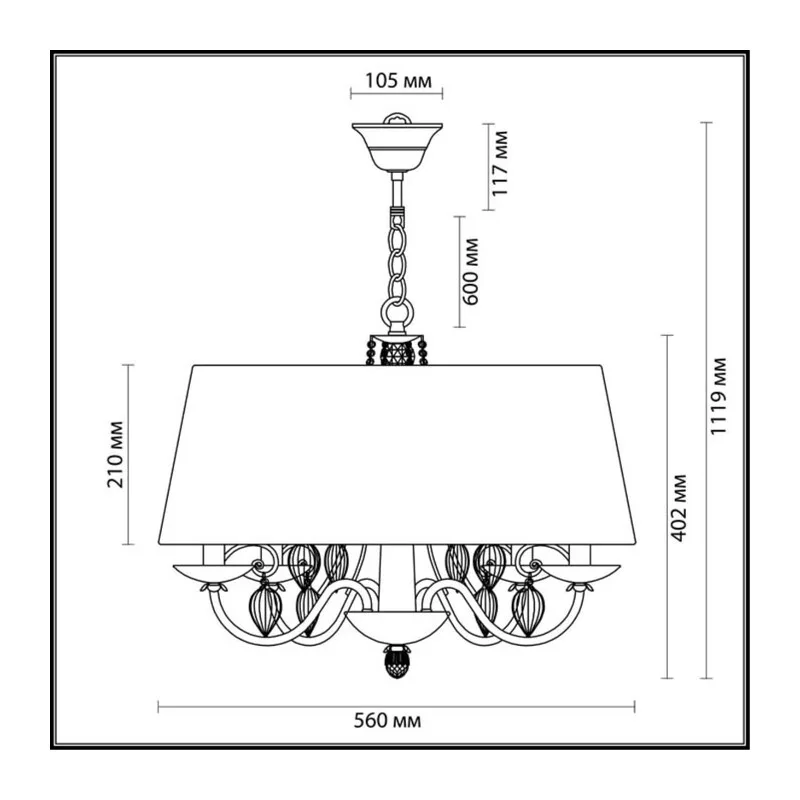 3921/4 CLASSIC ODL18 648 бронза/ткань/стекло Люстра IP20 E14 4*40W 220V NIAGARA 4