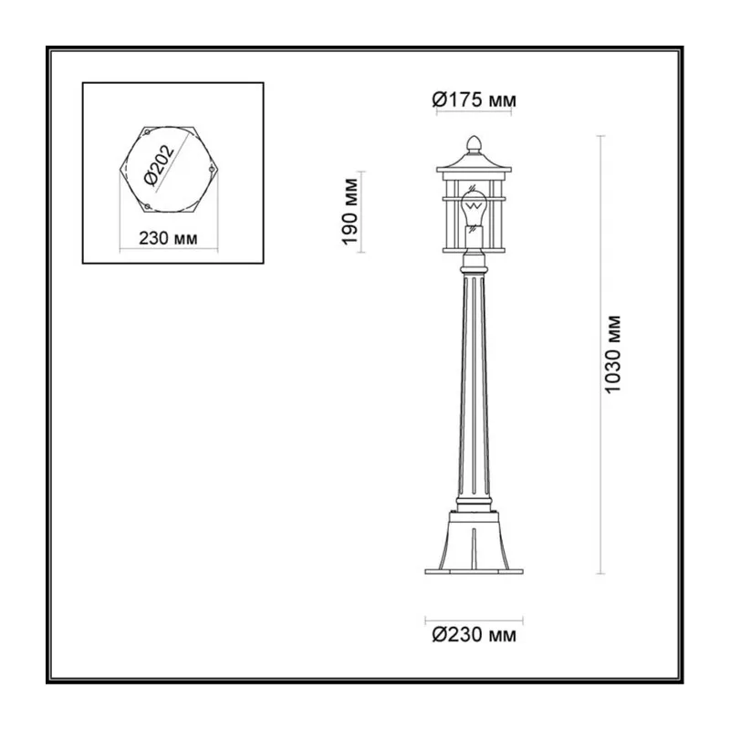 4044/1F NATURE ODL18 699 коричневый/патина Уличный светильник, 103см IP44 E27 60W 220V VIRTA 4