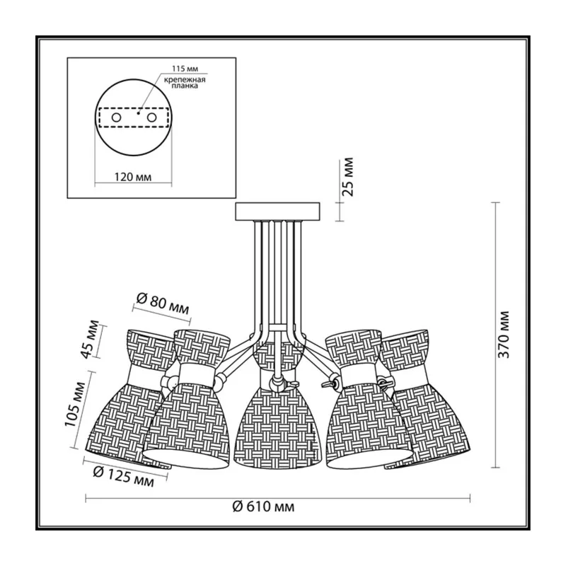 3704/5C COMFI LN26 110 античная бронза Люстра потолочная E14 5*40W 220V JACKIE 4