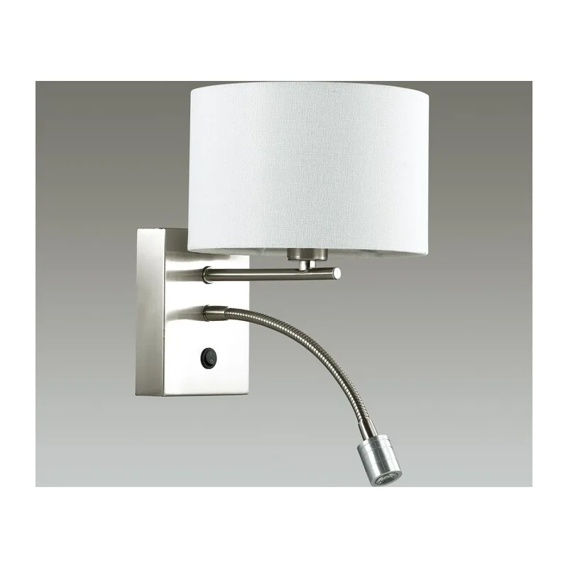 3745/1A MODERNI LN26 525 никель/белый, металл/текстиль Бра E14 40W + LED 3W 4000K 220V NIKKI 3