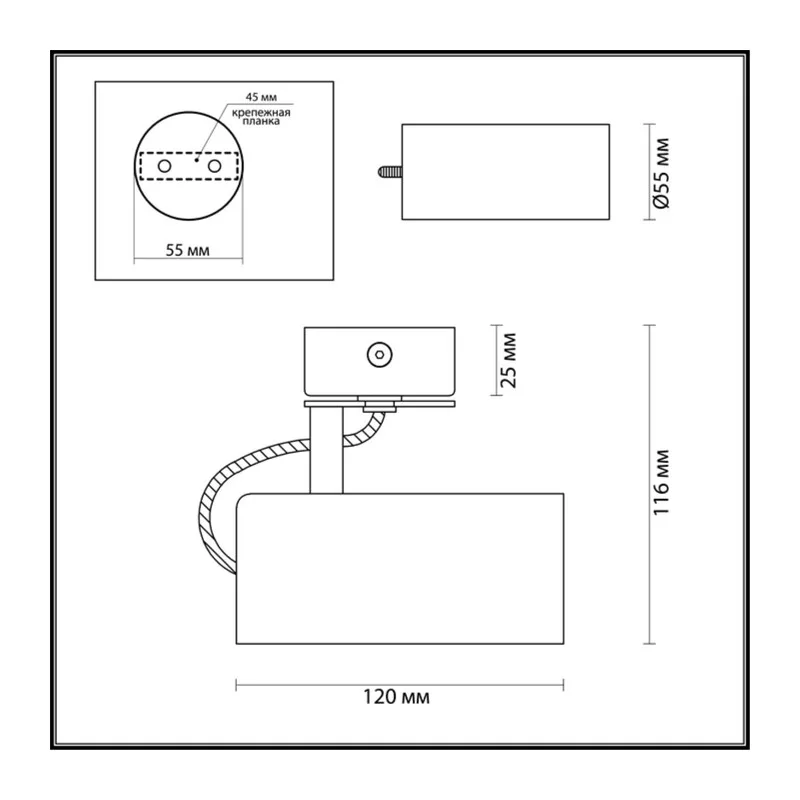 3872/1C HIGHTECH ODL19 000 черный Потолочный светильник GU10 1*50W 220V KIKO 3