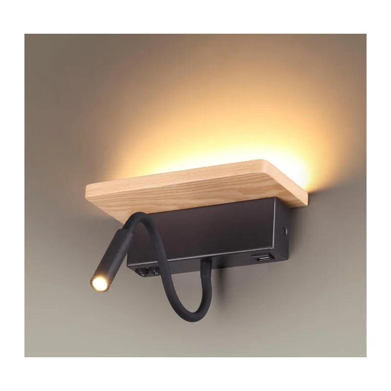 3868/8WL HIGHTECH ODL19 475 св.дерево/дерево Настен. светильник LED 8W 560Лм 3000К USB зарядка WOODY 2