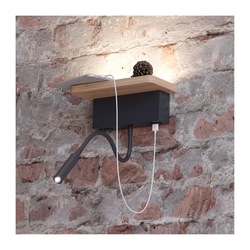 3868/8WL HIGHTECH ODL19 475 св.дерево/дерево Настен. светильник LED 8W 560Лм 3000К USB зарядка WOODY 3
