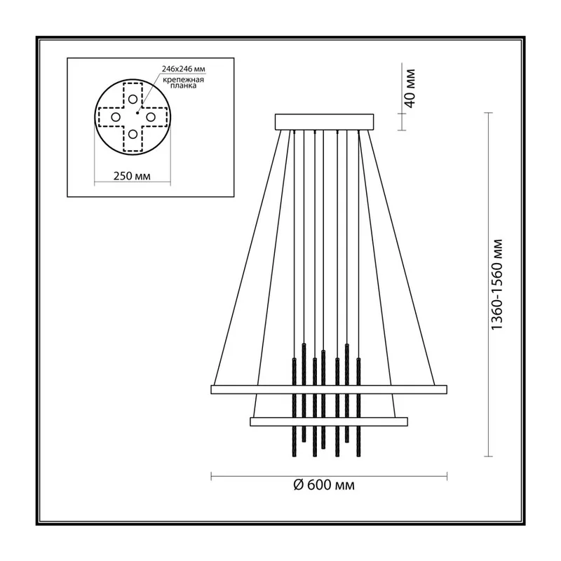 3901/63L L-VISION ODL20 521 золотистый/стекло/металл Подвесной светильник LED 4000K 63W 220V MONICA 5
