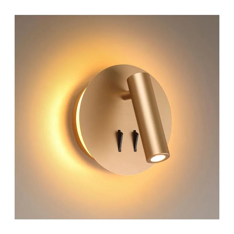 3913/9WL HIGHTECH ODL20 471 золот/металл Настен.св-к с лампой д/чтения с выкл LED 9W 3000K 220V BEAM 2