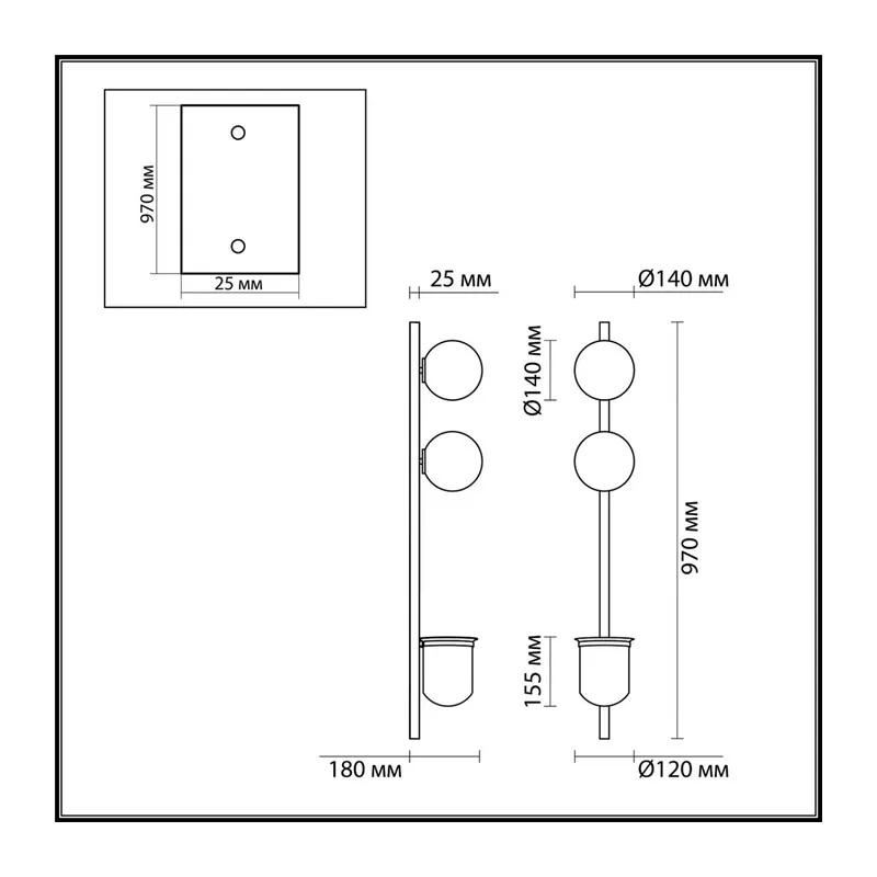 4681/2WA WALLI ODL20 463 черный/белый Настенный светильник E14 2*40W 220V FLOWER 5