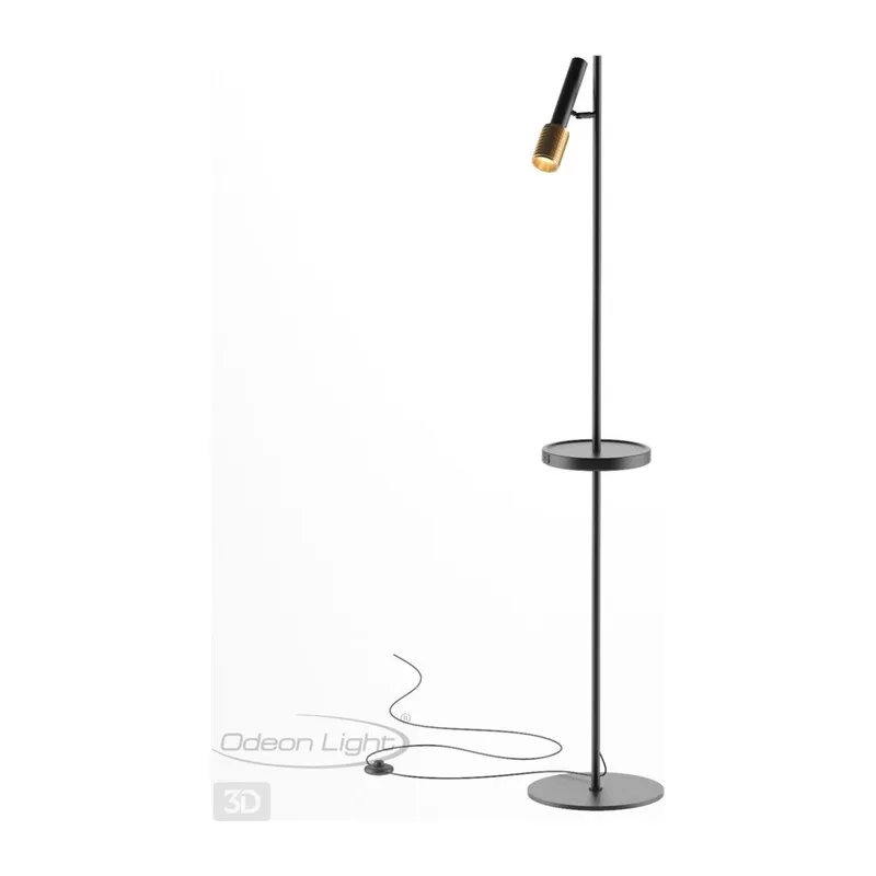 4240/1F HIGHTECH ODL21 321 черн/зол/металл Напольн.св-ник c выкл, USB IP20 LED GU10 max 10W MEHARI 4