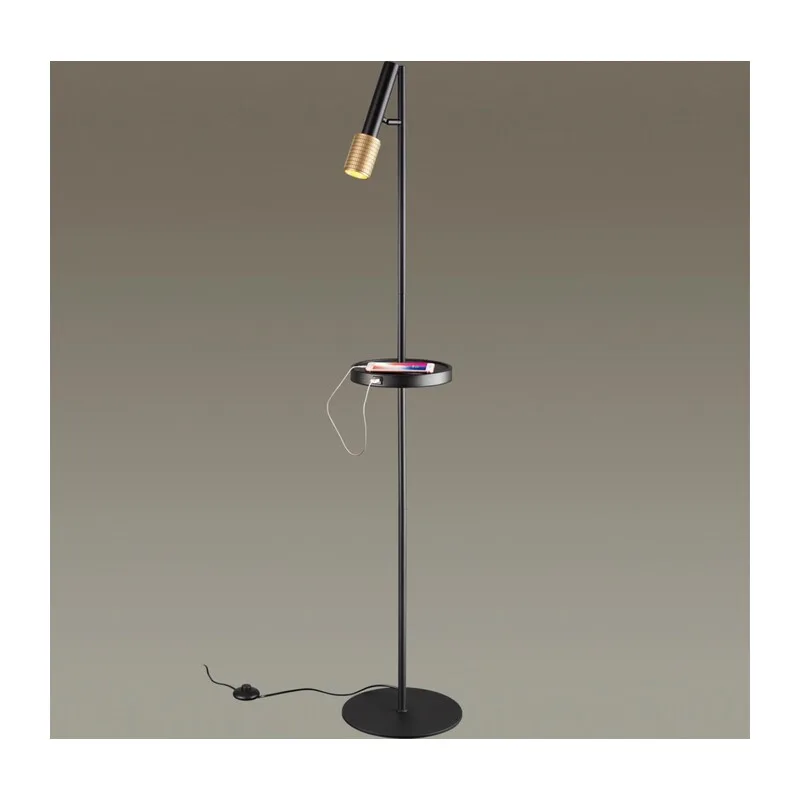 4240/1F HIGHTECH ODL21 321 черн/зол/металл Напольн.св-ник c выкл, USB IP20 LED GU10 max 10W MEHARI 2