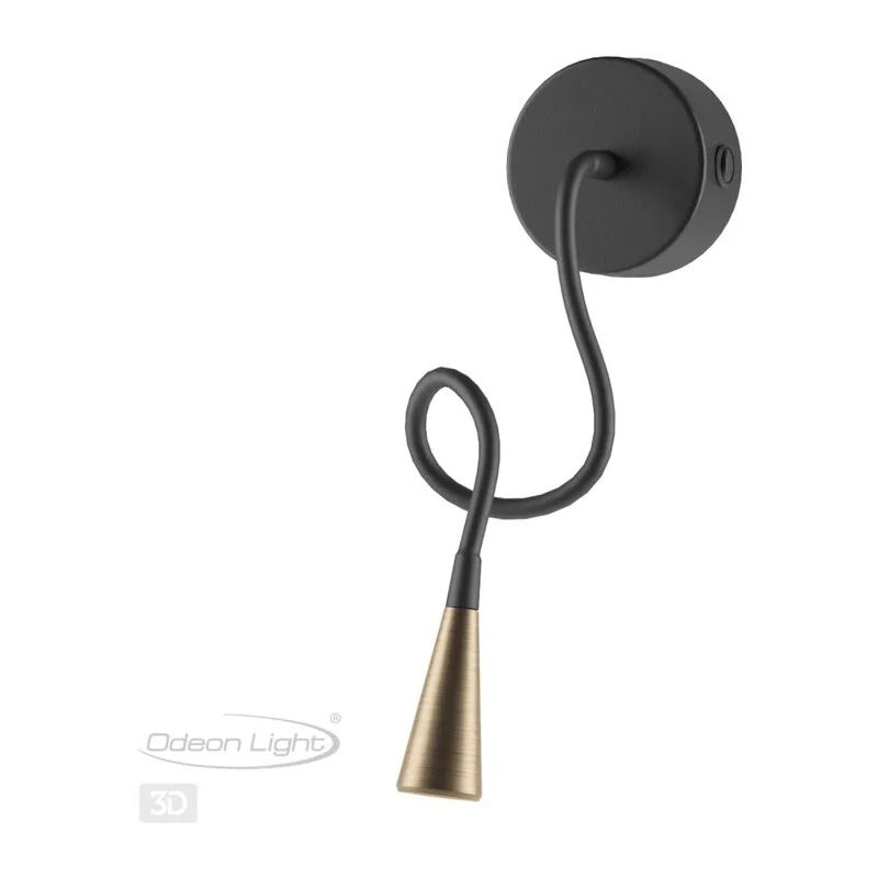 4289/3WL HIGHTECH ODL22 475 черный с античн.бронзой Настенный светильник с выкл. IP20 LED 3W 265Лм 3000K ODDS 3