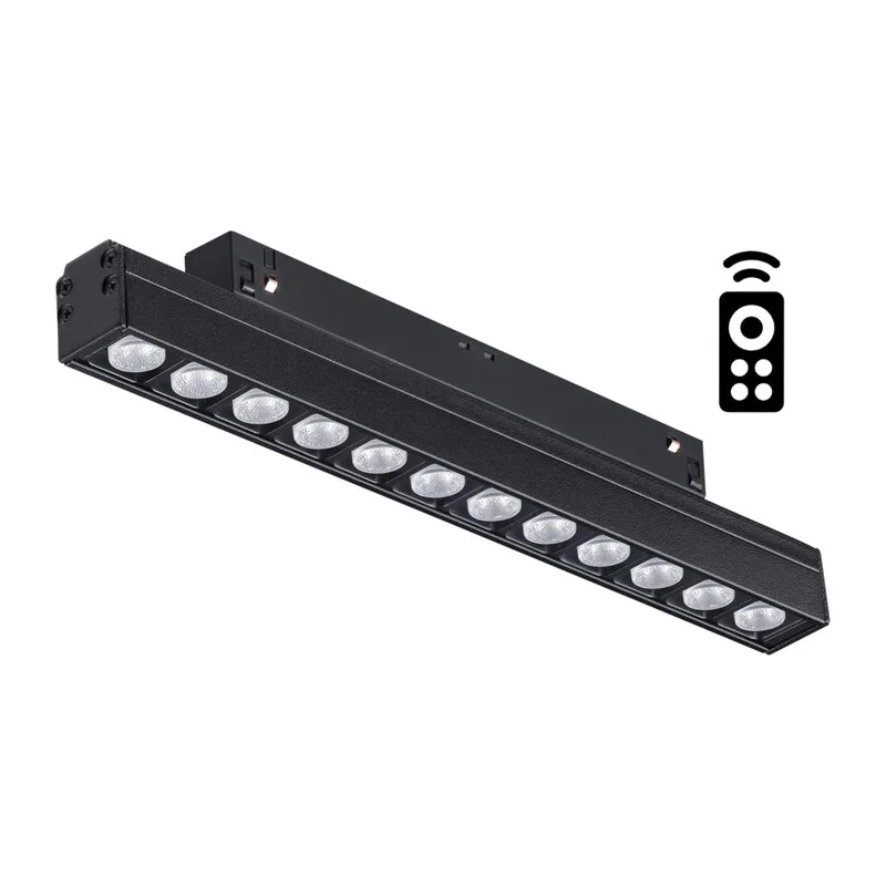 358622 SHINO NT21 064 черный Трековый низковольтный св-к диммируемый с ДУ, со сменой цв.температуры IP20 LED 3000~6500К 12W 48V FLUM