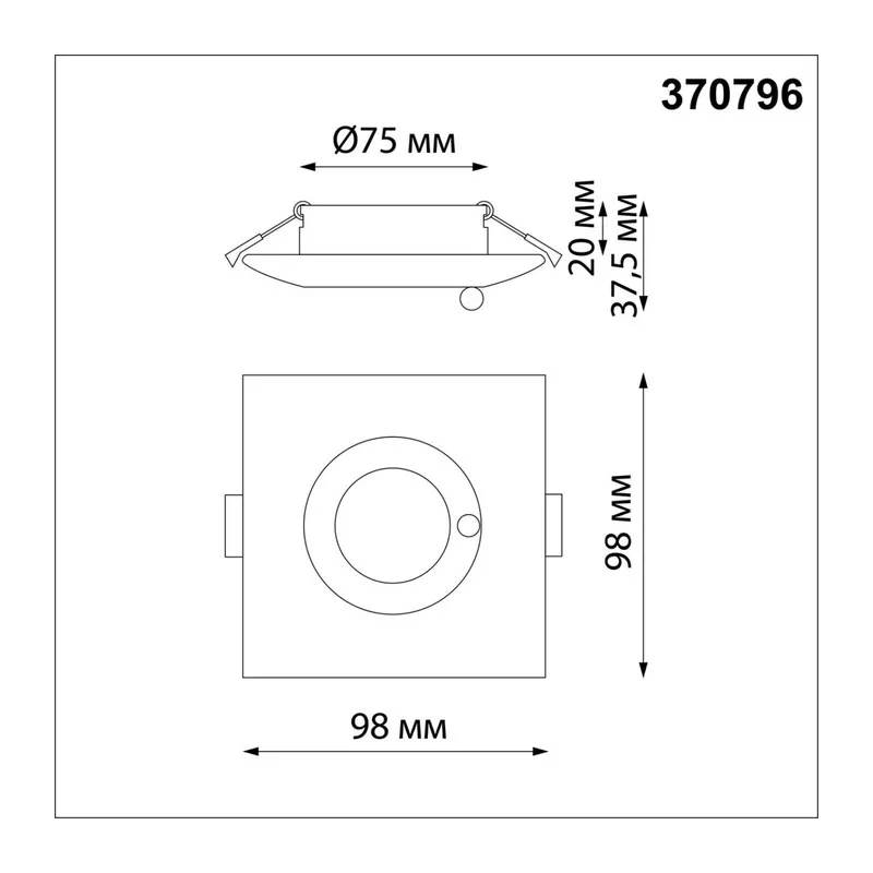 370796 SPOT NT21 596 черный Светильник встраиваемый влагозащищенный IP44 GU10 50W 220V WATER 3