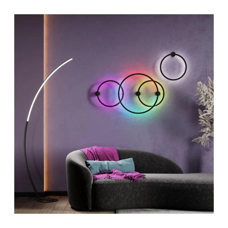 4386/24WL HIGHTECH ODL23 000 черный/металл Настенный светильник IP20 RGB динамическая подсветка ПДУ в комплекте LED 24W 3000K OMEN 3