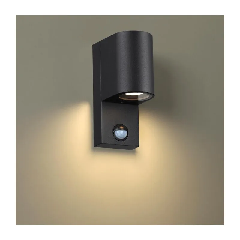 4390/1W HIGHTECH ODL23 000 черный/металл/пвх стойкий к УФ излучению Настенный светильник с датчиком движения IP44 LED GU10 14W MOTTO 2
