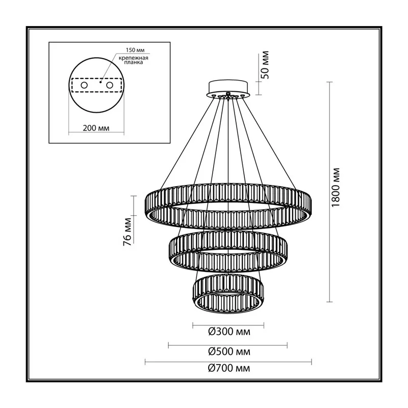 5015/88L L-VISION ODL23 589 золотой/прозрачный металл/хрусталь Люстра LED 88W 4000K 8800Лм VEKIA 5
