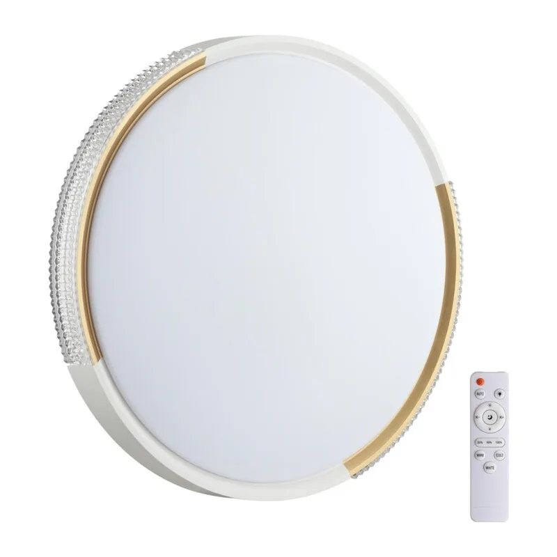 7612/DL PALE SN 184 Светильник пластик/белый/золотистый LED 48Вт 3000-6300K D400 IP43 пульт ДУ VELIO
