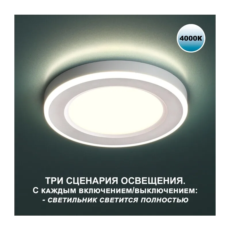 359016 SPOT NT23 560 белый Светильник встраиваемый светодиодный (три сценария работы) IP20 LED 4000К 18W+6W 100-265V 1680Лм SPAN