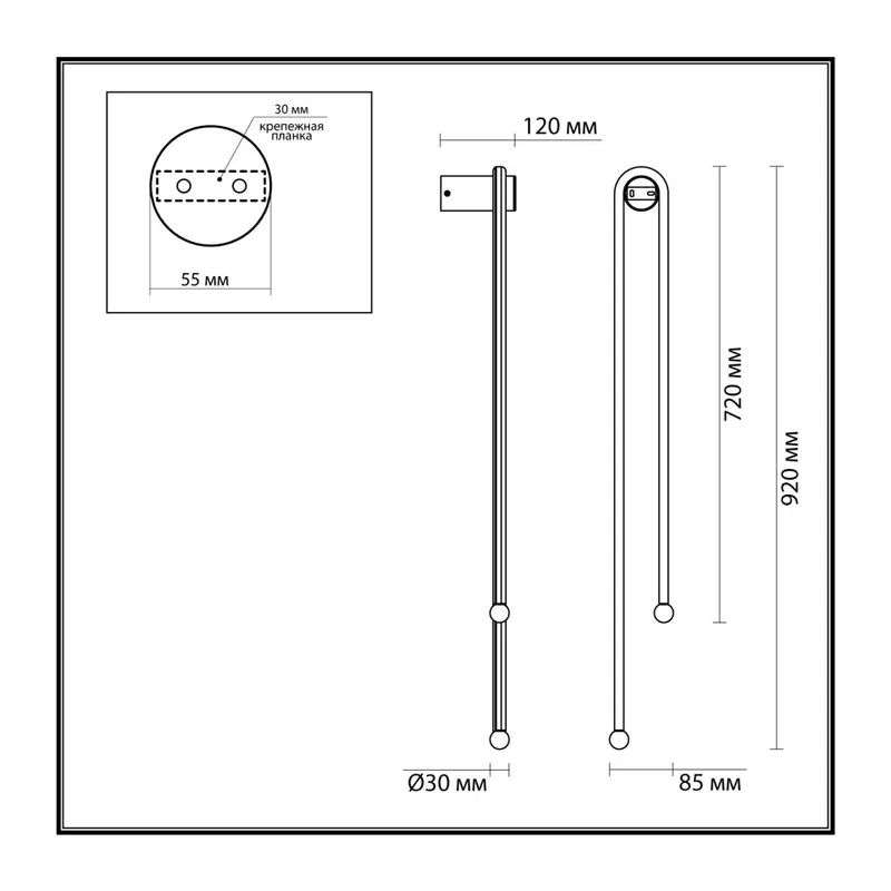 6633/18WL HIGHTECH ODL24 285 металл/черный/акрил Настенный светильник IP20 LED 18W 3000K 220V MEMFI 4