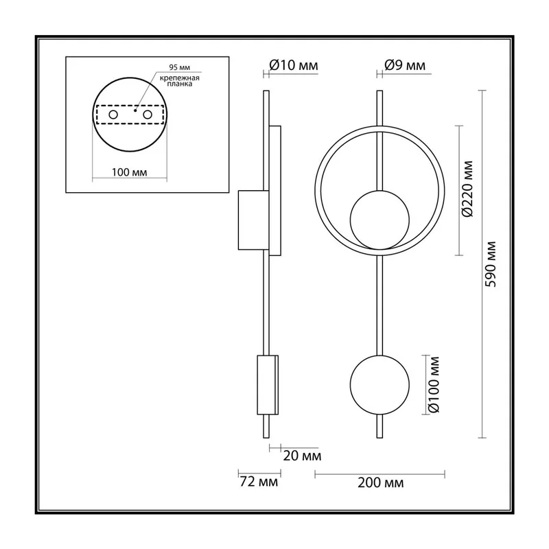 5691/13WL LEDIO LN26 445 белый, чёрный, золотой Настенный светильник LED 13W 3000K 220V MARQUE 4
