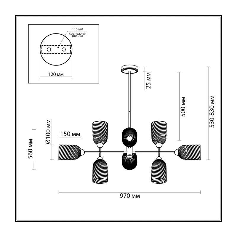 6512/8C MODERNI LN23 000 латунь Люстра потолочная E14 8*40W 220V MONROE