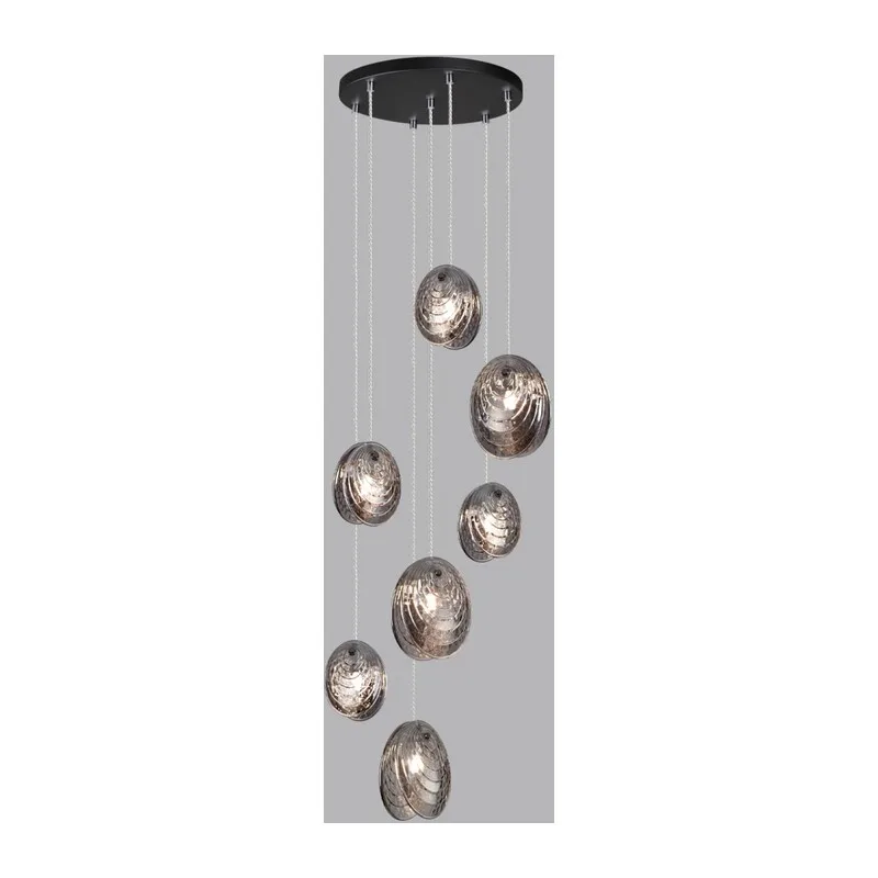 5038/7 MODERN ODL24 000 черный/дымчатый/металл/стекло Люстра каскадная G9 7*40W MUSSELS 2