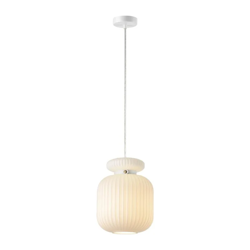 5042/1C PENDANT ODL24 373 белый/белый/металл/стекло/эко.кожа Подвес E27 1*60W JUGI 2