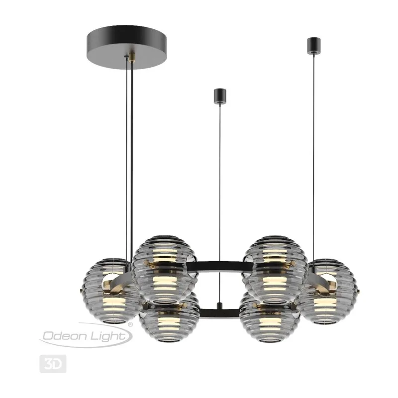 5041/60L L-VISION ODL24 000 черн./золото/дымчатый/металл/стеко Люстра LED 60W 4000К 1526Лм TRONI 4