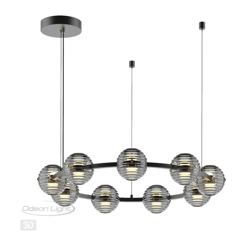 5041/90L L-VISION ODL24 533 черн./золото/дымчатый/металл/стеко Люстра LED 90W 4000К 7751Лм TRONI 4