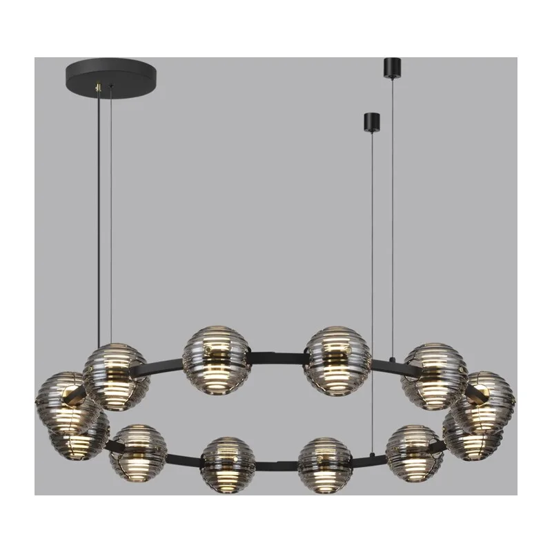 5041/120L L-VISION ODL24 533 черн./золото/дымчатый/металл/стеко Люстра LED 120W 4000К 9364Лм TRONI 3
