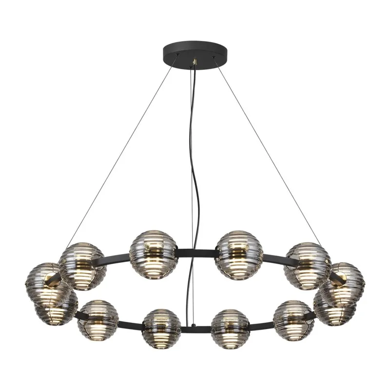5041/120L L-VISION ODL24 533 черн./золото/дымчатый/металл/стеко Люстра LED 120W 4000К 9364Лм TRONI 2