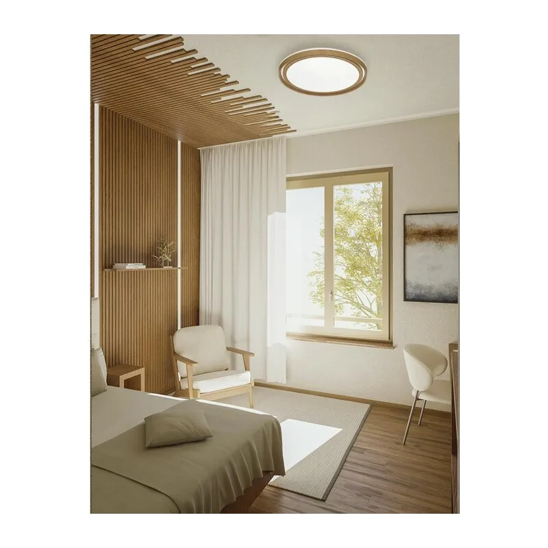 7640/DL BASICA SN 169 Светильник пластик/корич. под дер. LED 48Вт 4000K D390 IP43 RUX WOOD 5