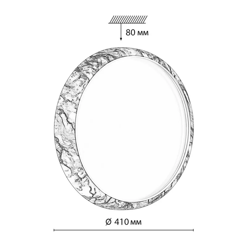 7639/DL COLOR SN 137 Светильник пластик/черн. мрамор LED 48Вт 4000K D410 IP43 MRAMO BLACK 5