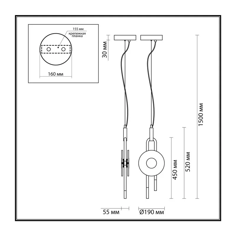5407/12L MODERN ODL_EX24 101 черный/золотой/металл/стекло Подвес LED 12W 3000K 1005Лм MAGNET 4