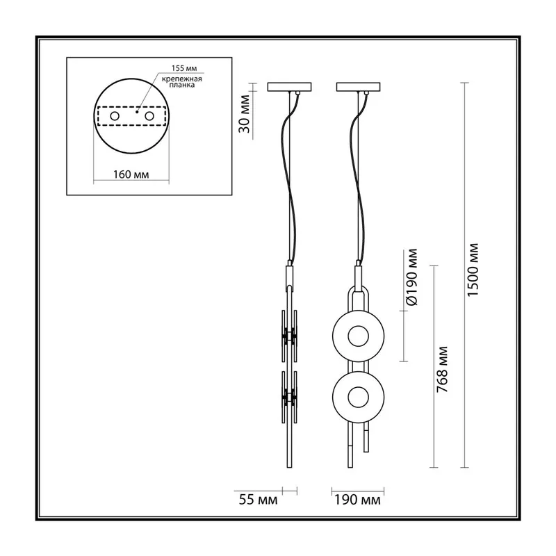5407/23L MODERN ODL_EX24 101 черный/золотой/металл/стекло Подвес LED 23W 3000K 1940Лм MAGNET 4