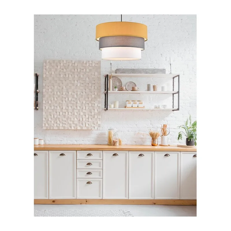 8038/3 MODERNI LN26 188 никель/желтый/серый/белый, металл/текстиль Подвесной светильник Е27 3*60W 220V ILAIDA 4