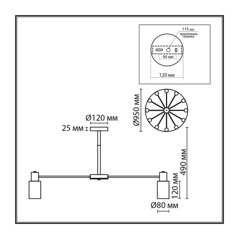 8100/12C COMFI LN26 106 бронза/белый металл/стекло Люстра потолочная Е14 12*40W 220V MAVE 5