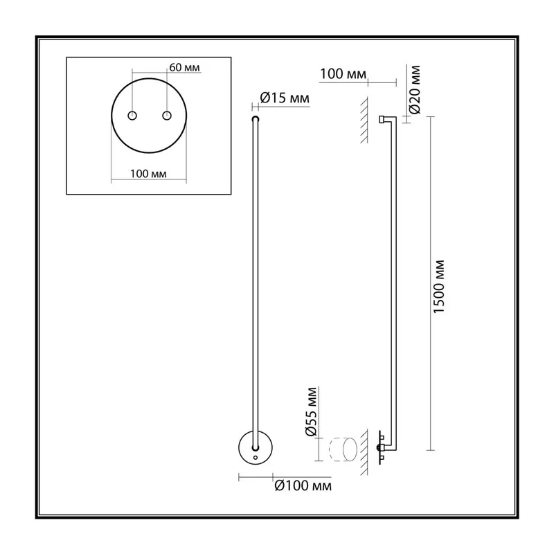 7022/18WL HIGHTECH ODL25 267 Настенный встраиваем. светильник металл/акрил IP20 LED 3000K 220V TEO 4