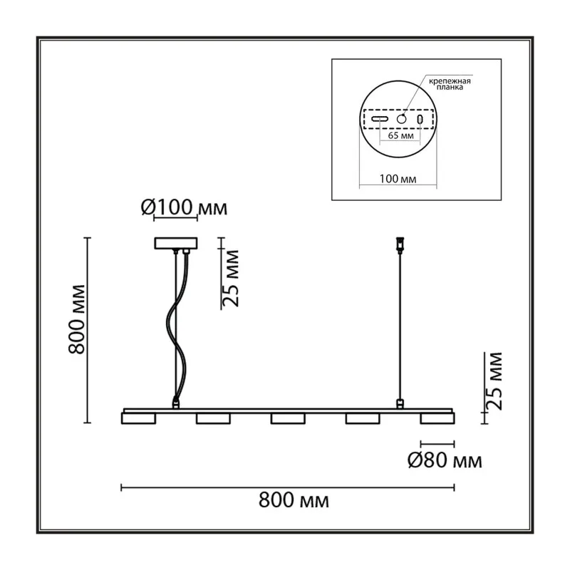 8117/5 COMFI LN26 236 черный, металл Подвесной светильник LED GX53 5*7W 220V TORINA 6