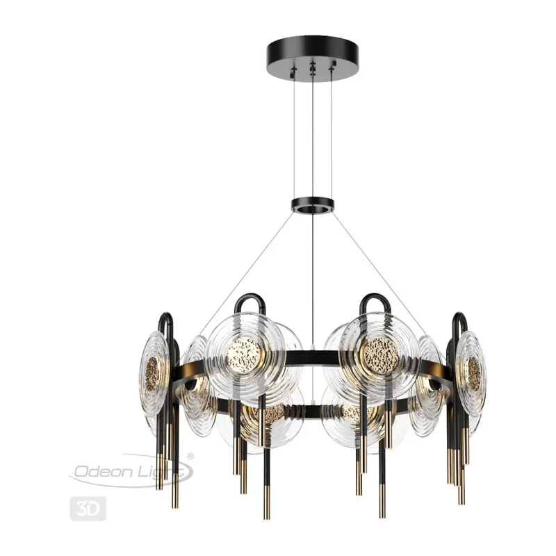 5407/92L MODERN ODL_EX25 101 черный/золото/металл/стекло Люстра LED 92W 3000K 8990Лм MAGNET 3