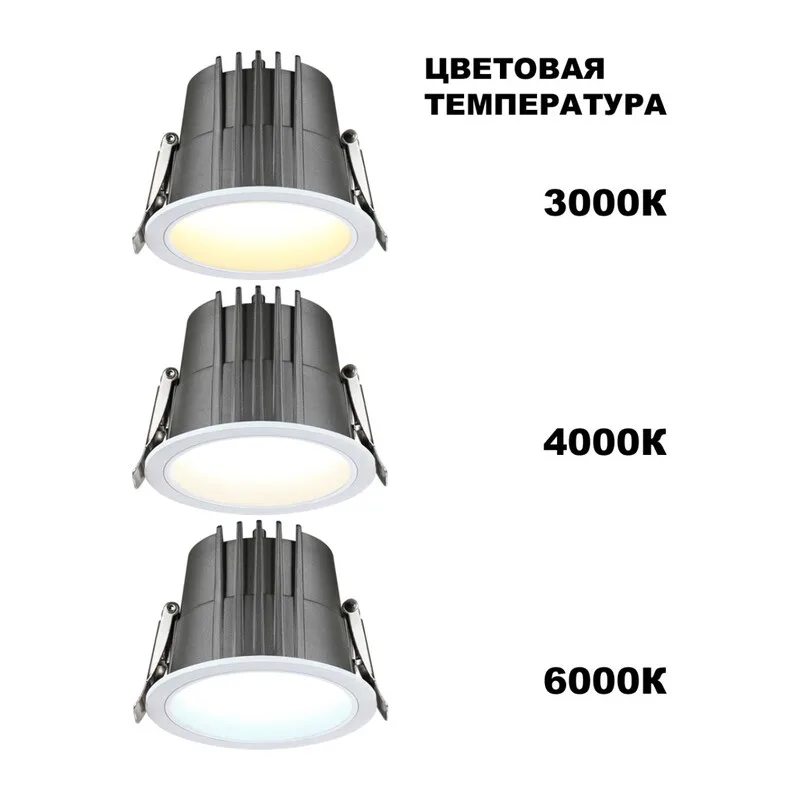 359428 SPOT NT24 510 белый Светильник встраиваемый с переключателем цв. температуры IP65 LED 20W 170-265V 3000К\4000К\6000К LANG 2